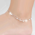 Silver Plated Anklet Female Korean Version Heart-shaped Simple Star Anklet