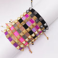Gold Rivet Woven Bracelet Miyuki Beaded Bracelets for Couples Geometric Shape Trendy Adjustable Christ Bracelet Men Bead Gift