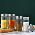 Spice Bottles Clear Glass Container Jars with Lids Labels for Kitchen
