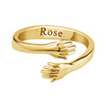 Wholesale Vintage Adjustable Gold Plated Stainless Steel Carving Couple Love Hug Hand Rings