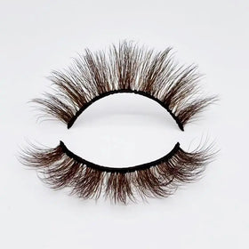 Hot Selling Brown Faux Mink EyeLashes 3D Fake False Fur Lashes With Color Eyelashes Wholesale Brown Strips Lightweight Eyelashes