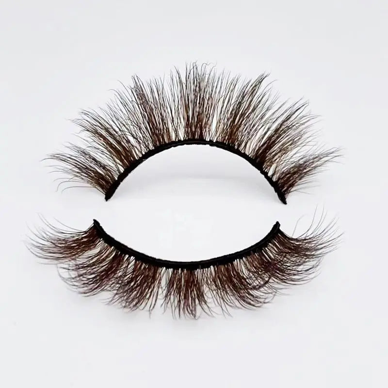Hot Selling Brown Faux Mink EyeLashes 3D Fake False Fur Lashes With Color Eyelashes Wholesale Brown Strips Lightweight Eyelashes