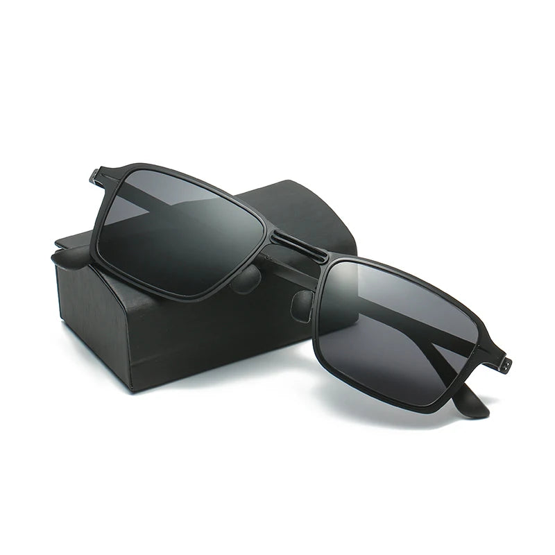 BY002 Sunglasses Foldable Metal Square Frame for Women Korean Style Driving UV400 Polarized Europe and America Trend Retro