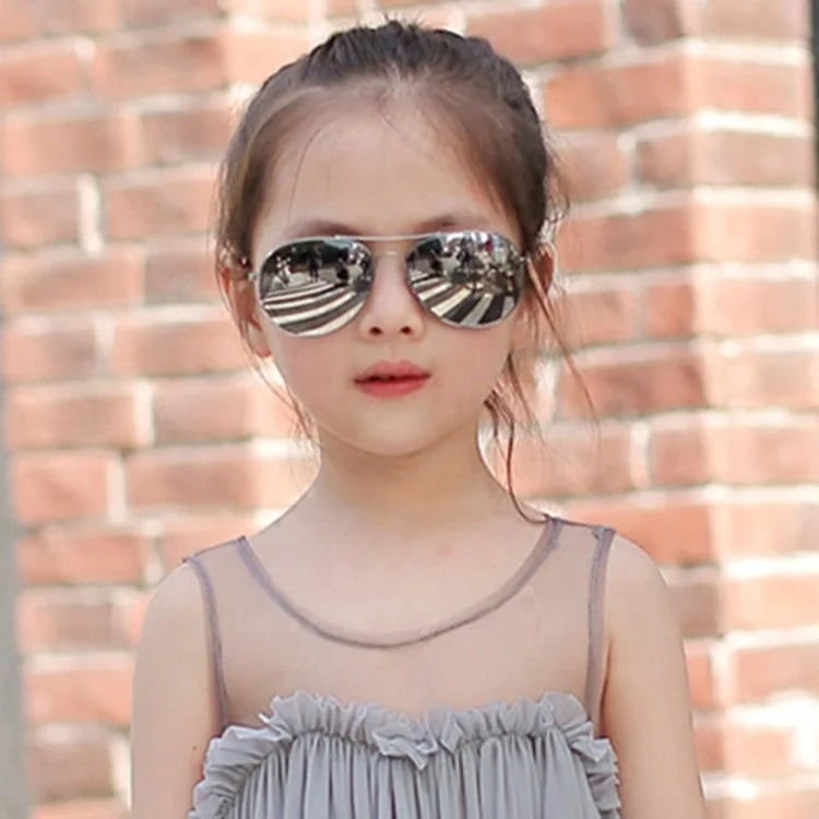 Jiuling Eyewear Children Personality Shades Girls Boy Metal Frame Ac Lenses Sun Glasses Kids Double Beam Frog Polarized Sunglass