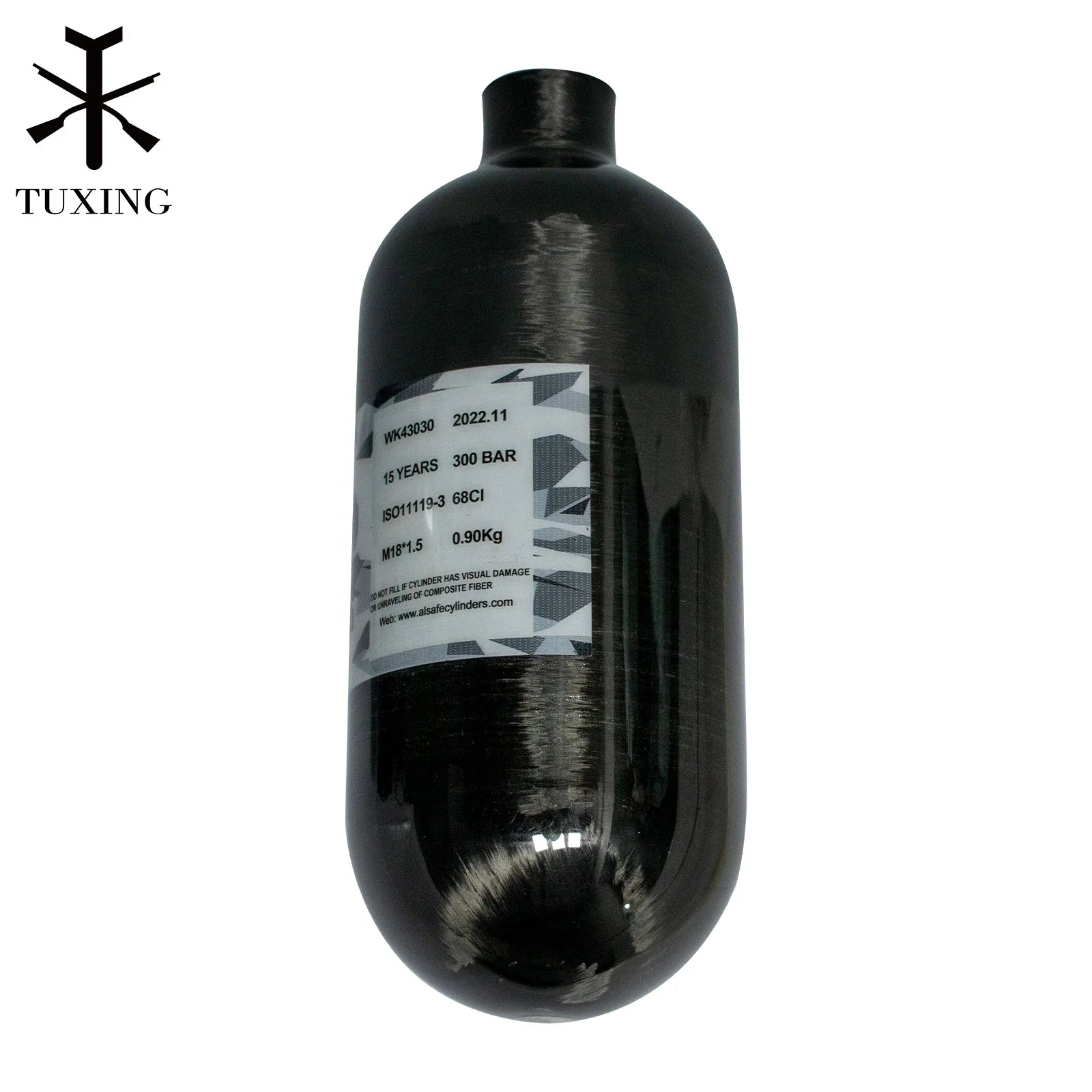 TUXING OEM Hot Sale High Pressure PCP 1.12L 300Bar 4500Psi 30Mpa Air Tank Scuba Diving Outdoor Sport Carbon Fiber Gas Cylinder
