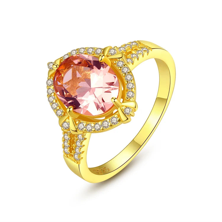 Luxury Fine Jewelry 925 Sterling Silver Diamond Ring 18k Gold Fashion Exquisite Zircon Gemstone Ring for Women