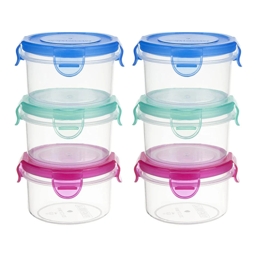 Condiment Containers Lids | 6 Pack 2.7 oz Reusable Leakproof BPA Free Stackable Freezer Safe Freshness Preservation Salad