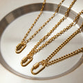 J&D 18K Gold Stainless Steel Classic Simple Paper Clip Chain Long Oval Buckle Lock Functional Buckle Fashion Necklace for Women