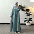 Islamic Clothing Full Sleeve Loose Prayer Dresses O-neck Solid Ramadan Maxi Dresses Women Kaftans Abaya Muslim Modest Dresses