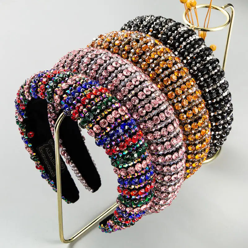 HOVANCI High Quality Multi Colored Crystal Hair Hoop Head Wear Exquisite American Fashion Assorted Colors Diamond Hair Band