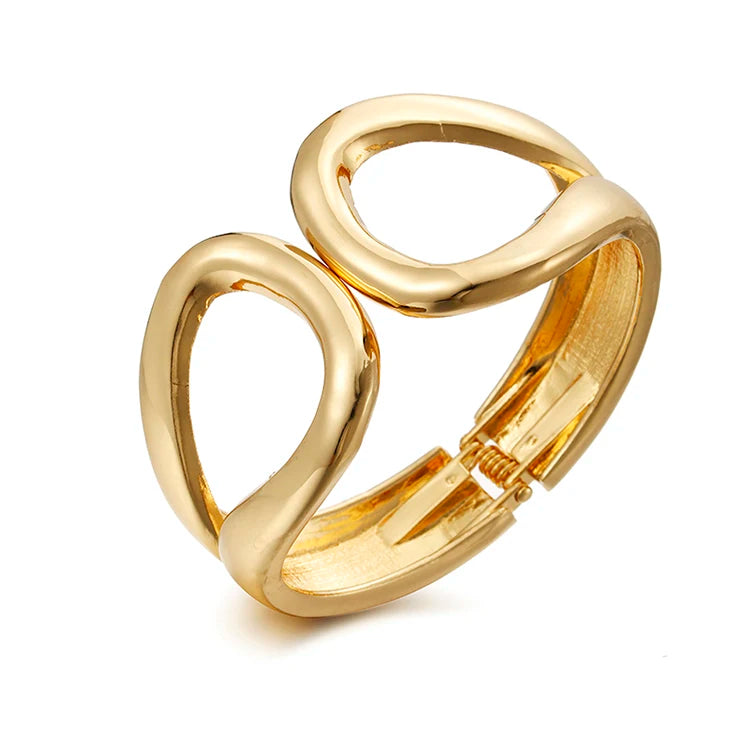 JADEAR Fashion Punk Geometric Gold Zinc Alloy Cuff Bracelets Chunky Symmetrical Hollow Hinge Friendship Open Unisex