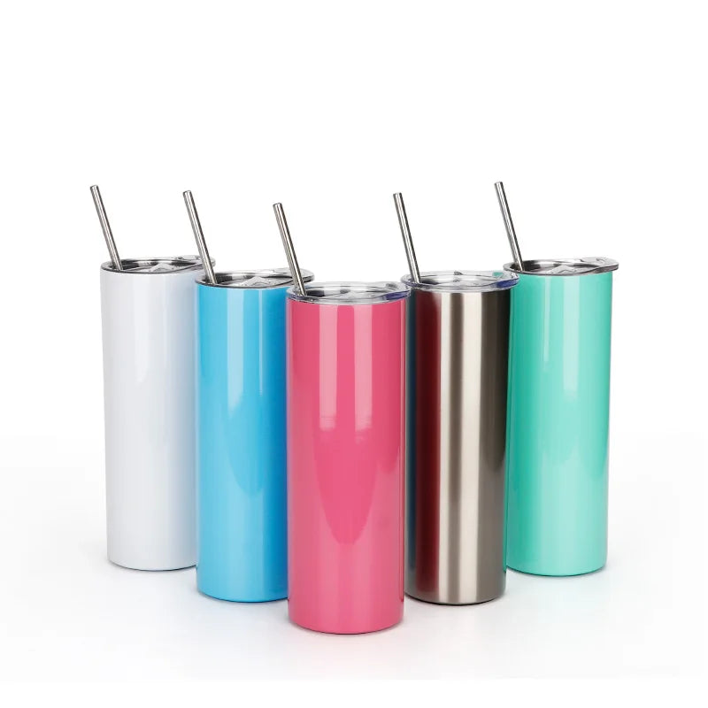 Hot Sale Custom Logo Colorful Stainless Steel Thermal Vacuum Flask Tumbler Straw for Drinking Water Tea Hot Sale Sublimation Tea