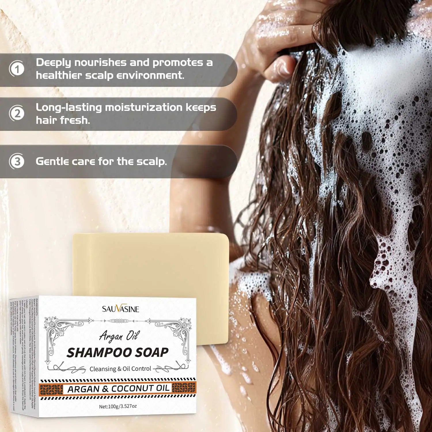 Lanthome Best Sellers Shiny Hair Nourishing Argan Oil Shampoo Coconut Oil Shampoo Bar for Home Use Hair Repair Liquid