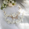 SLBRIDAL Handmade Alloy Leaf Crystal Rhinestones Porcelain Flower Pearls Bridal Hair Comb Wedding Hair Accessories Women Jewelry