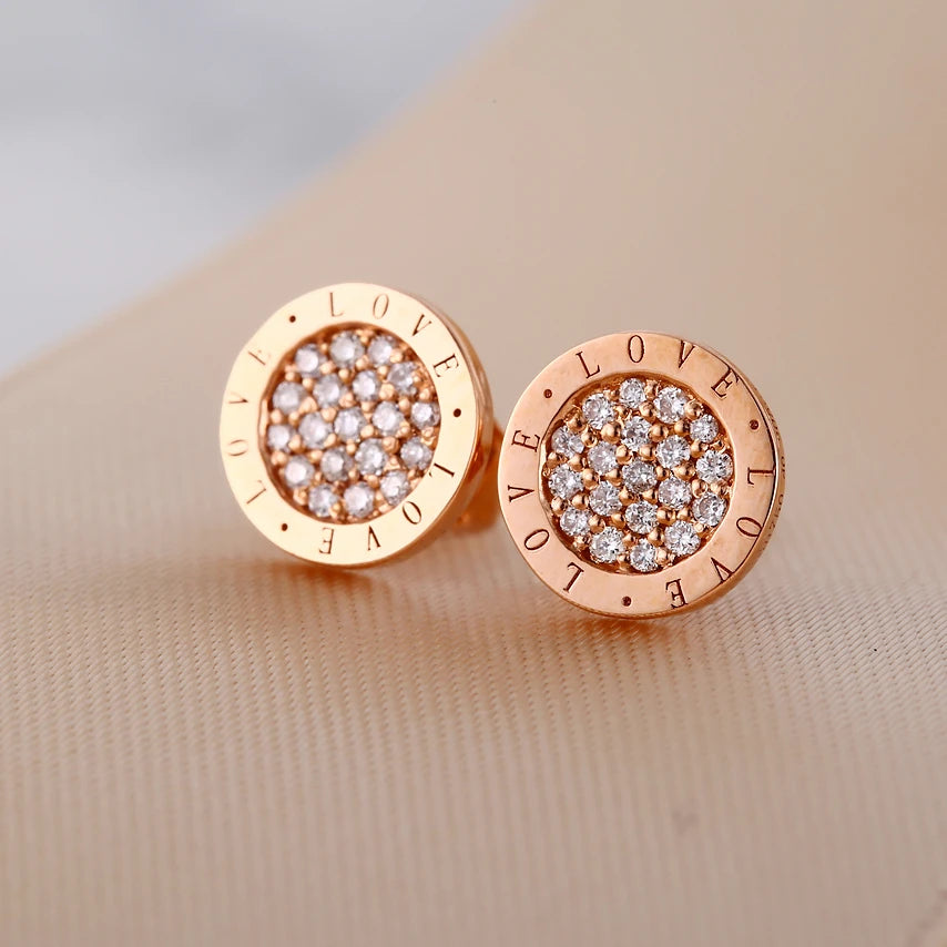 H&F Original 14K Solid Gold Stud Earrings Natural Diamond with Real Gold Au585 Pave Stone Manufacturer Earings Findings