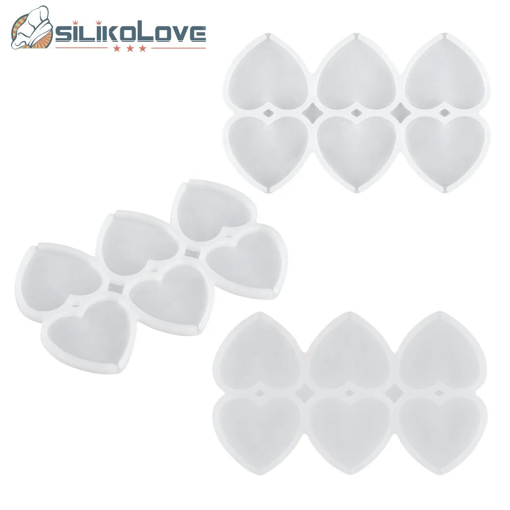 6 Cavities Heart Lollipop Silicone Mold Chocolate Candy Cake Mould for Birthday Cake Decorating Tool Baking Accessories