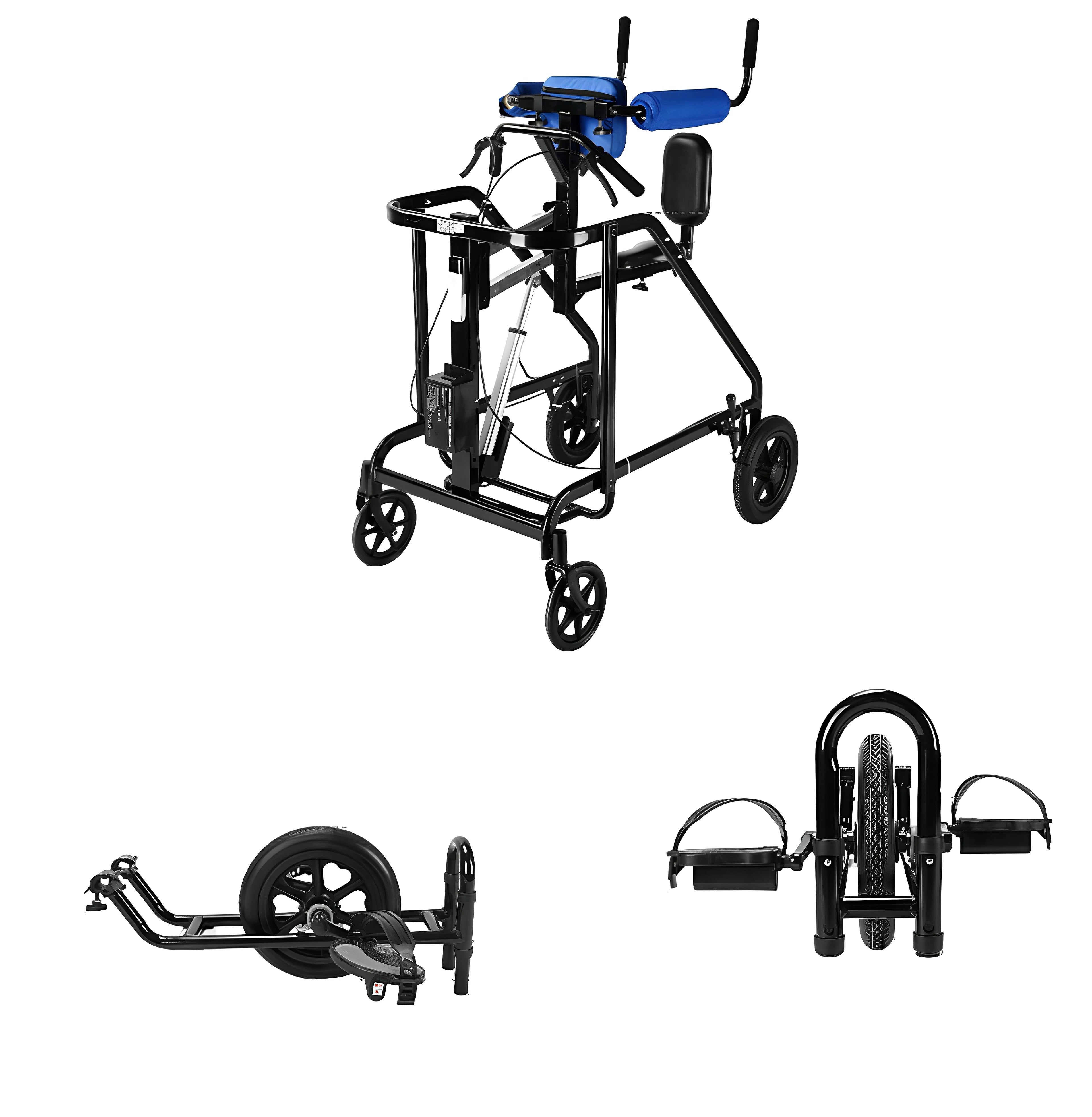New design Adjustable 8 inch PVC Wheels Aluminum Rollator walker with Seat And Bag