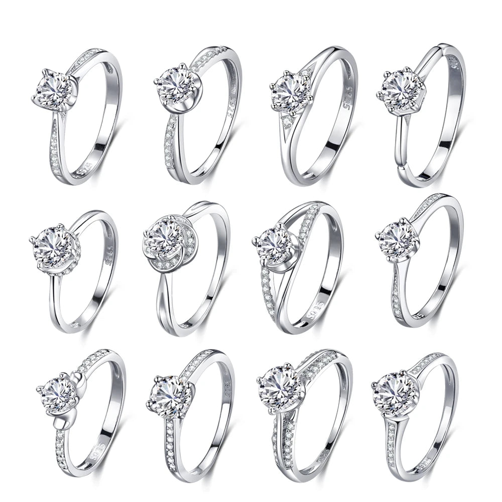 High Jewelry S925 Sterling Silver Fashionable Simple Geometric Ring Women's Diamond Ring Exquisite Wedding Ring