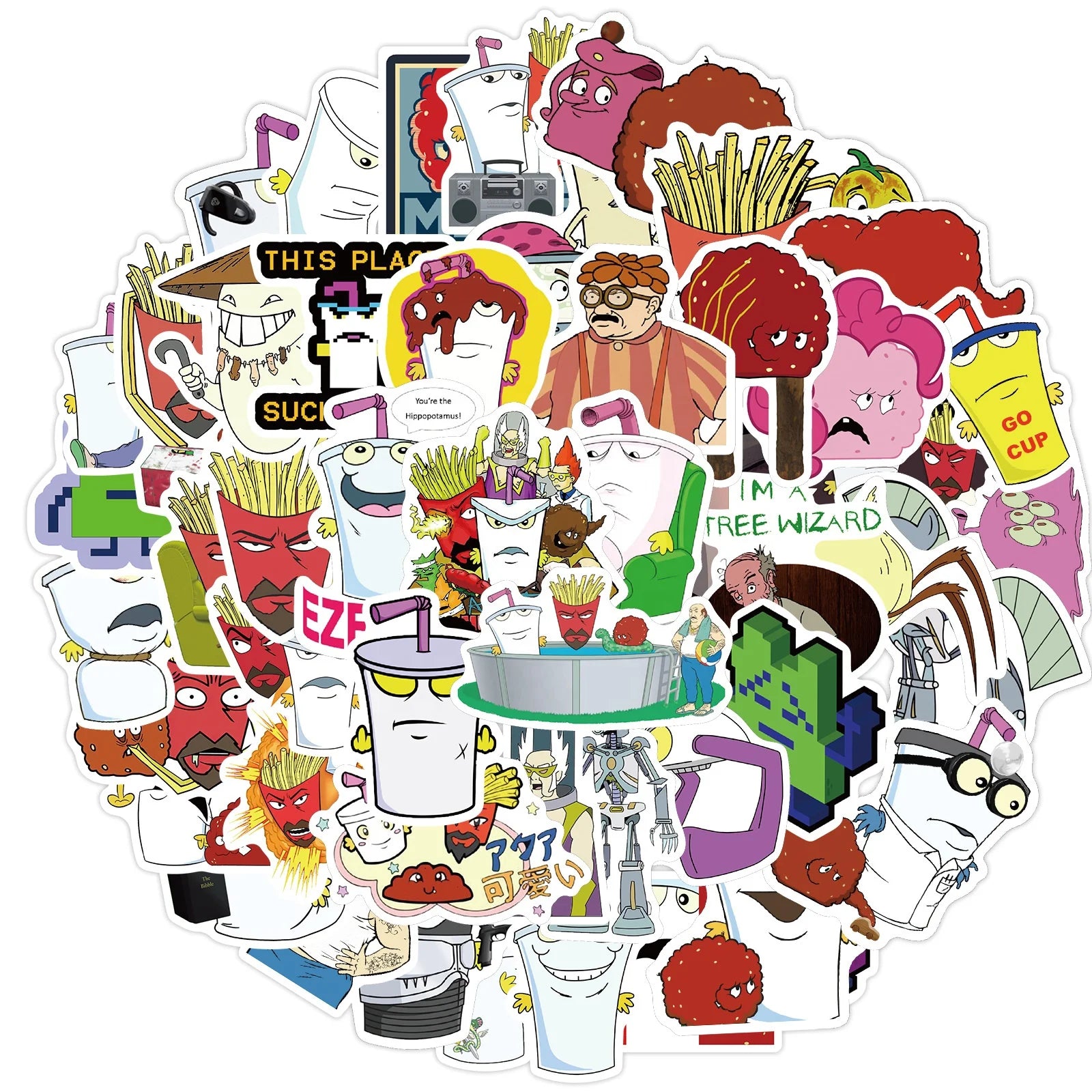 50Pcs Spoof Cartoon Aqua Teen Hunger Force Stickers for Children Adult Diy Decor Bottle Notebook Laptop Sticker Custom
