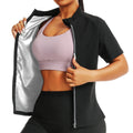 Compression Slimming Sauna Vest with Zipper Gym Exercise Training Sweat Short Sleeve Shirt