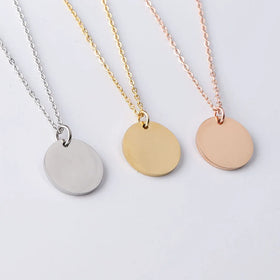 Custom Engraving Name Love Logo Info Coin Necklaces Man With Stainless Steel Necklace for Women