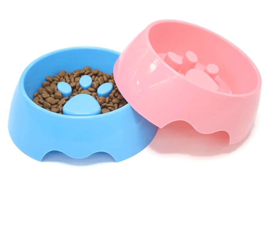 Custom Label Paw Printed Design Pet Food Feeder Eco-Friendly Large Plastic Slow Dog Bowl for Outdoor Use