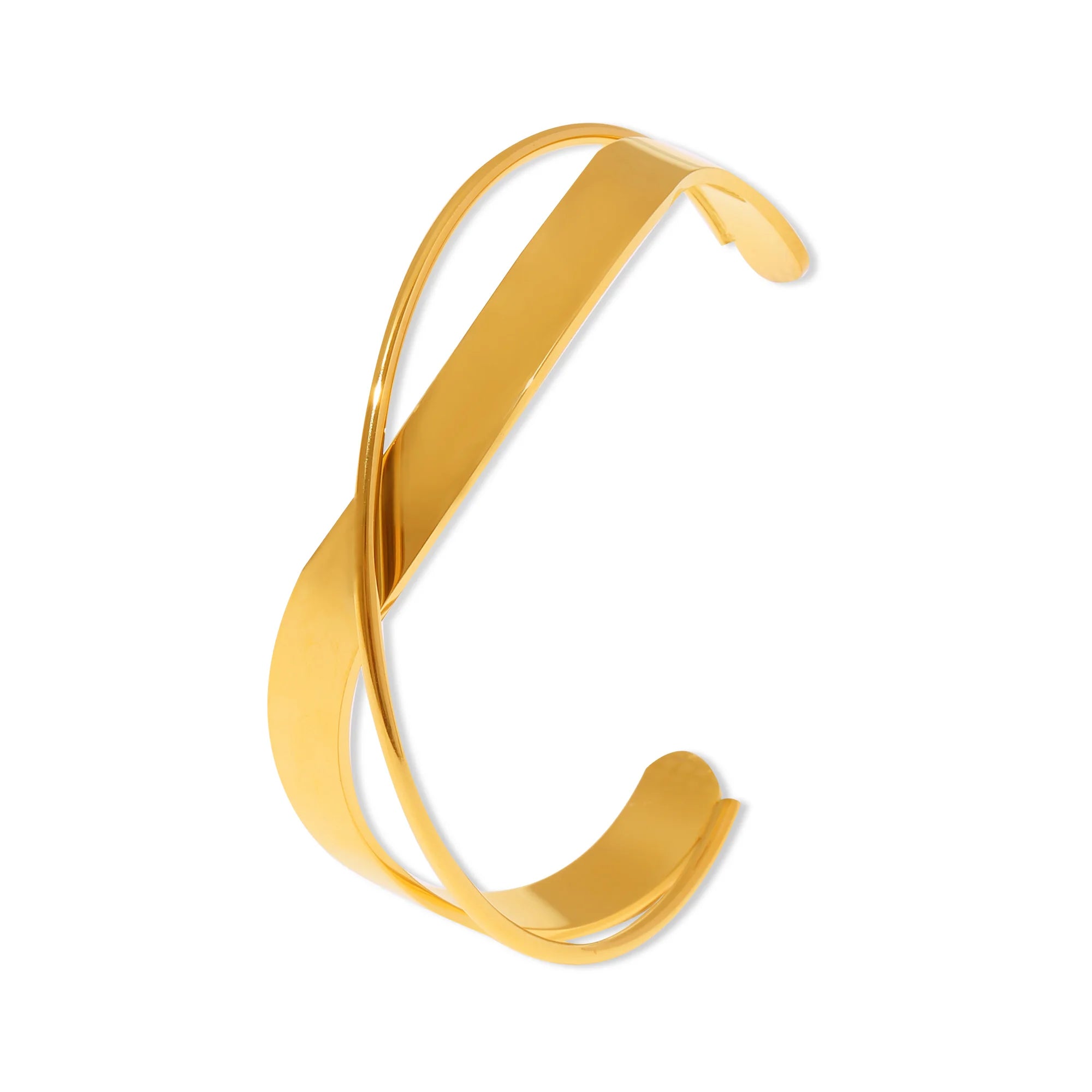 Ins Style Simple Temperament Niche Cross Smooth Open Bracelet Titanium Steel Plated 18K Gold Bracelet Female Z195
