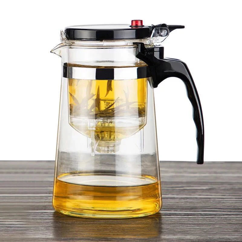 17oz Stocked Promotion Home Office Loose Leaf Flower Glass Tea Pot with Infuser