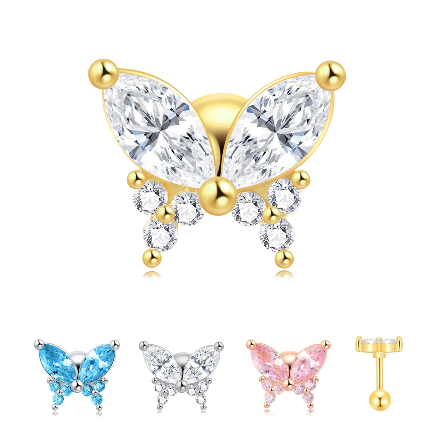 Men's Cute Minimalist Street Steel Casual Fine Jewelry Stud Earring Set Korean Constellation Gold Plated Zircon Anniversary