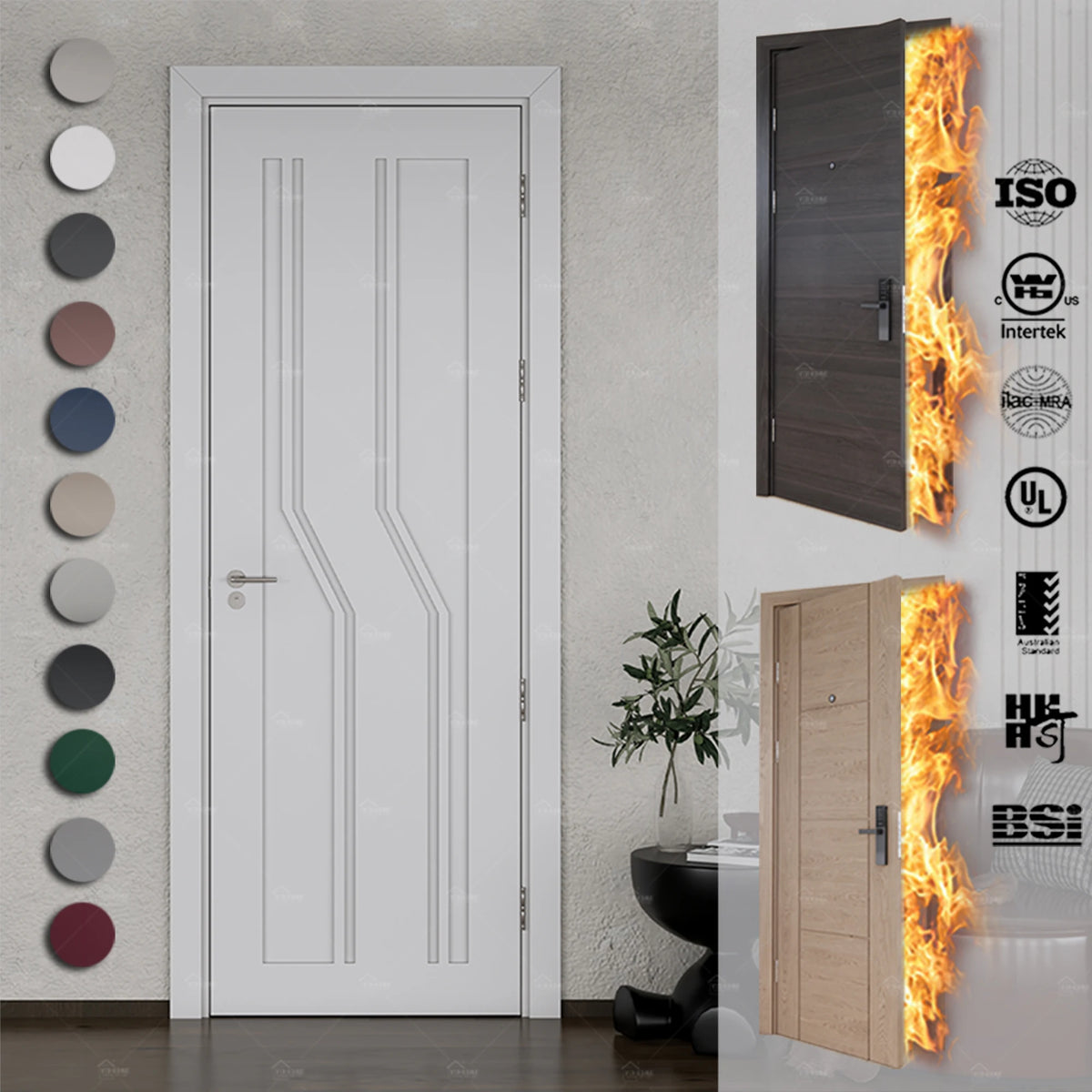 Italy Style Modern Hotel Apartment Prehung House Internal Polymer Doors Soundproof Mdf Wooden Interior Door MegaBDM