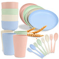 Unbreakable Microwave Safe Plastic Cooking Play Set Kitchen Luxury Dishes Set Plates Dinnerware Wheat Straw Dinner Set