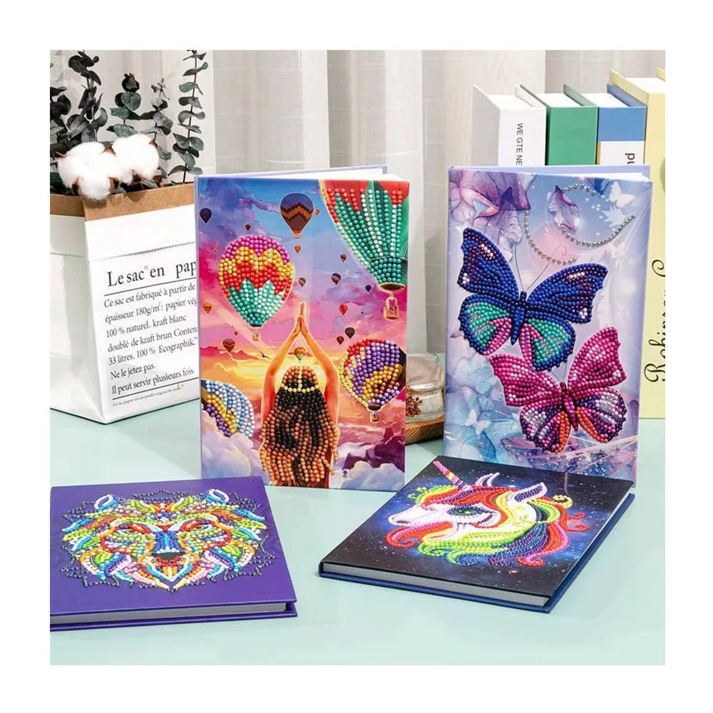 R-YOB01-04  Custom Handmade Leather Diary DIY Crystal Diamond Painting Notebook for Adults