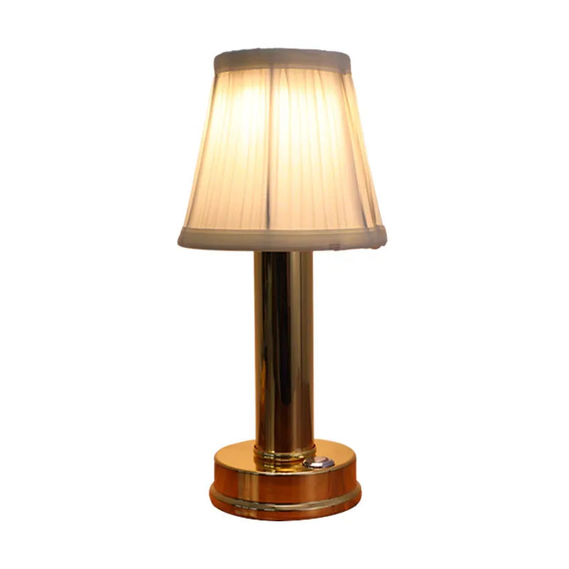 Retro Metal Cordless Touch Dimming Usb Rechargeable Fabric Led Table Lamp for KTV bar Restaurant