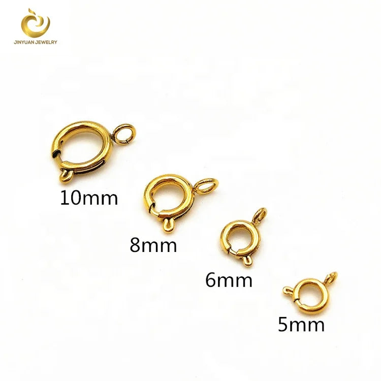 Stainless Steel Small Spring Ring Clasp in 18k Steel or Rose Gold Colors 5mm-18mm Sizes for Chain Bracelet Jewelry Making