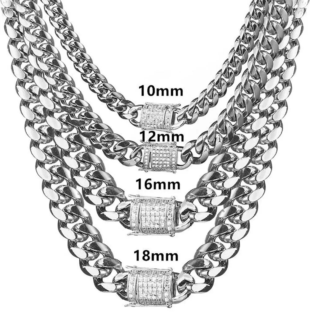 Wholesale Hot Sale Men's Fashion Chunky Jewelry Stainless Steel Necklace Cuban Link Chain