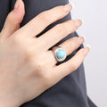 Chris April 316L Stainless Steel Gold Plated Malachite Gem Stone Signet Ring for Women