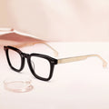 Customizable Classical Transparent Square Metal Splicing Optical Acetate Eyeglasses Non-Prescription Lens for Computer Style