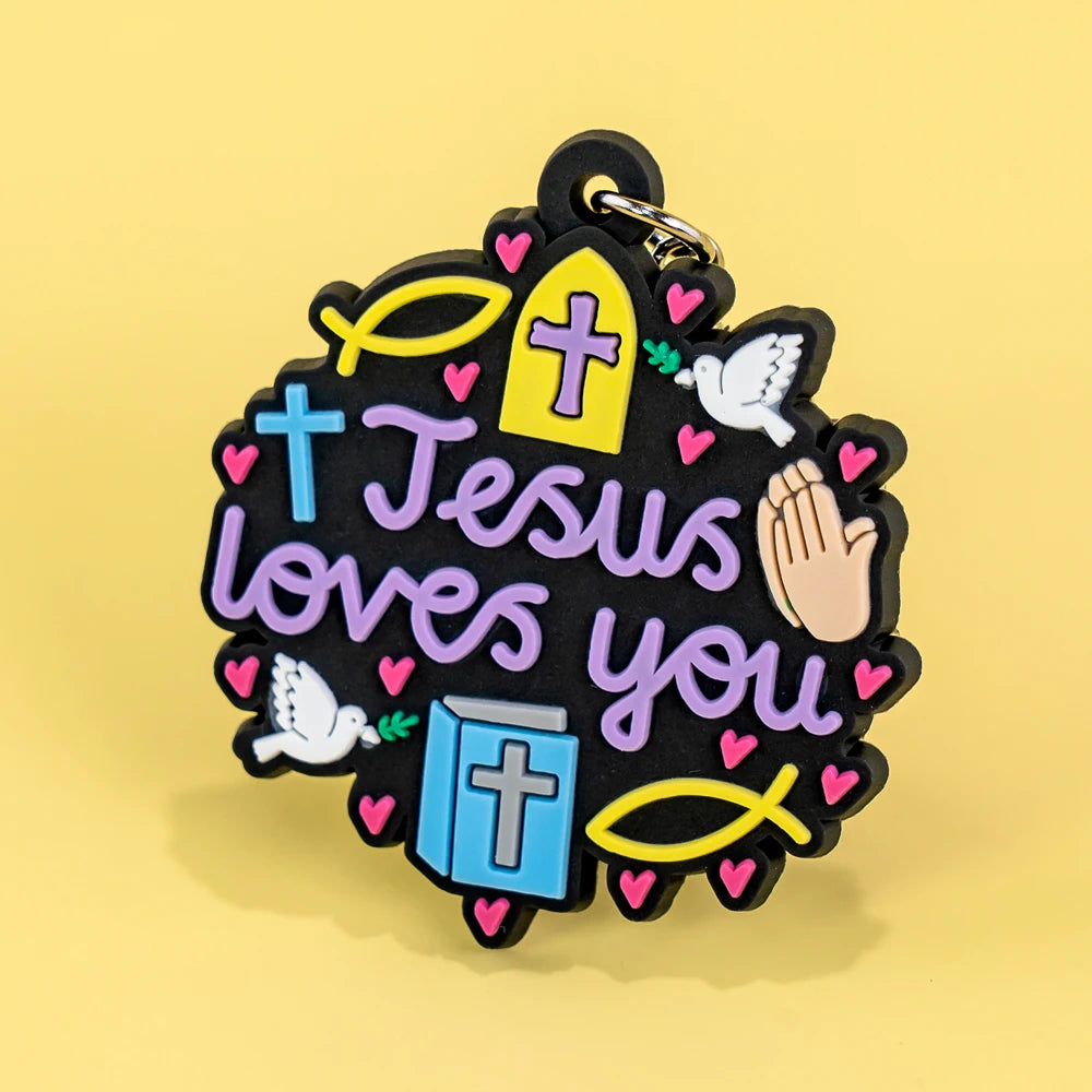 New Fashion Christian Keychain Cross and Bible Verse Pendant Soft PVC Design for Inspirational Keychain Accessories Collectors