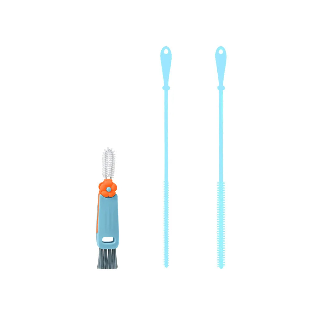 3 PCS Silicone Straw Cleaner Brush Straw Extra Long Narrow Space Cleaner Kitchen Essential Food Grade Silicone Straw Brush