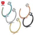 Evorte ASTM F136 Titanium C Shape Huggie Earrings Prong Set Cubic Zircon Horseshoe Septum Piercing Nose Rings Fashion Jewelry