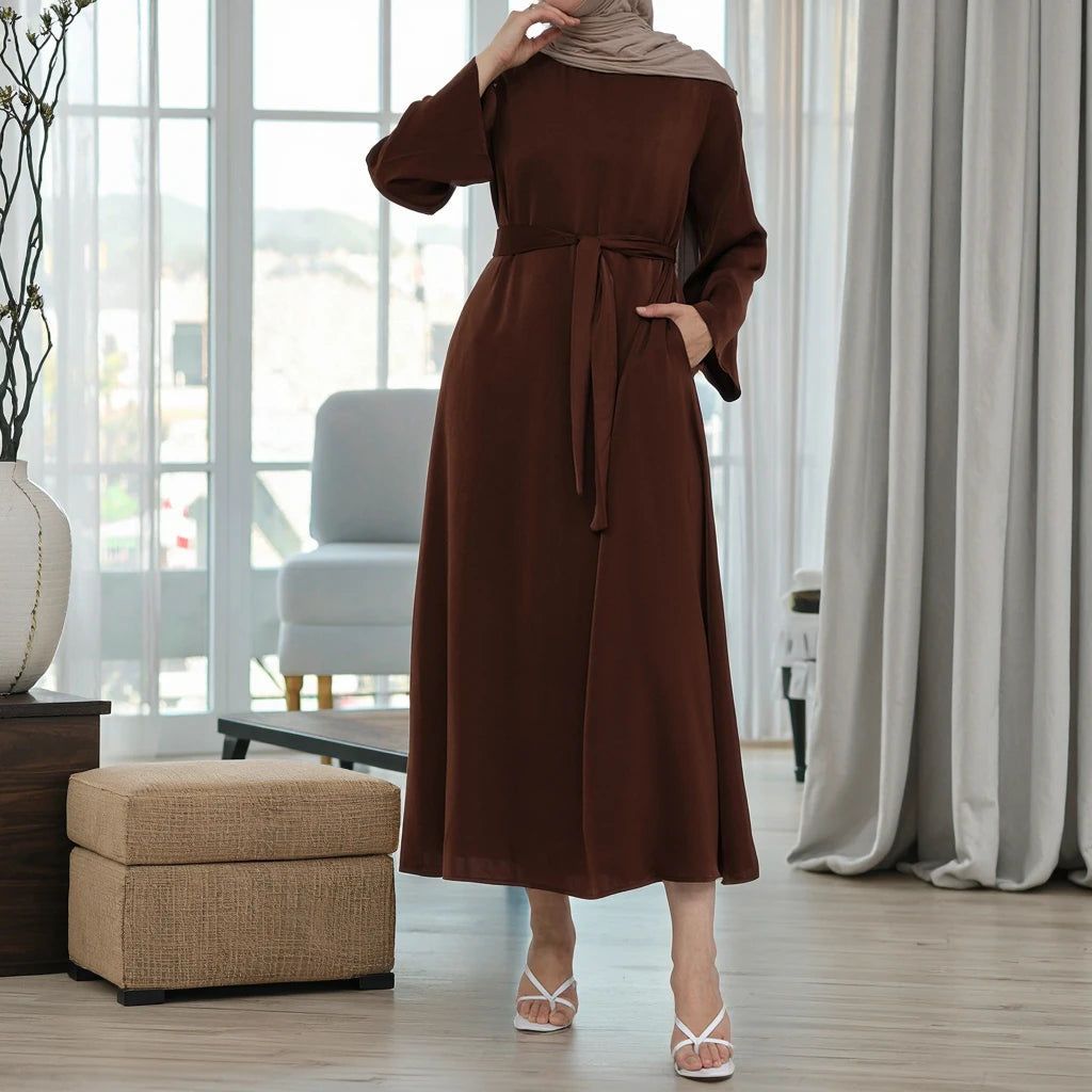Loriya OEM Dubai Abaya Manufacturers Islamic Clothing Soft Solid Color Closed Abaya Women Muslim Dress Muslim Women's Dresses