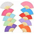 DIY Bamboo Crafts Multicolor Wooden Hand Fan Chinese Fans Handheld Folded Fan for Wedding Party and Home Decoration