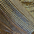 HY033 Light Brown Spandex Tulle With Peach Gold square Rhinestones Strass Fishnet Rhinestone Fabric for Dress Curtain
