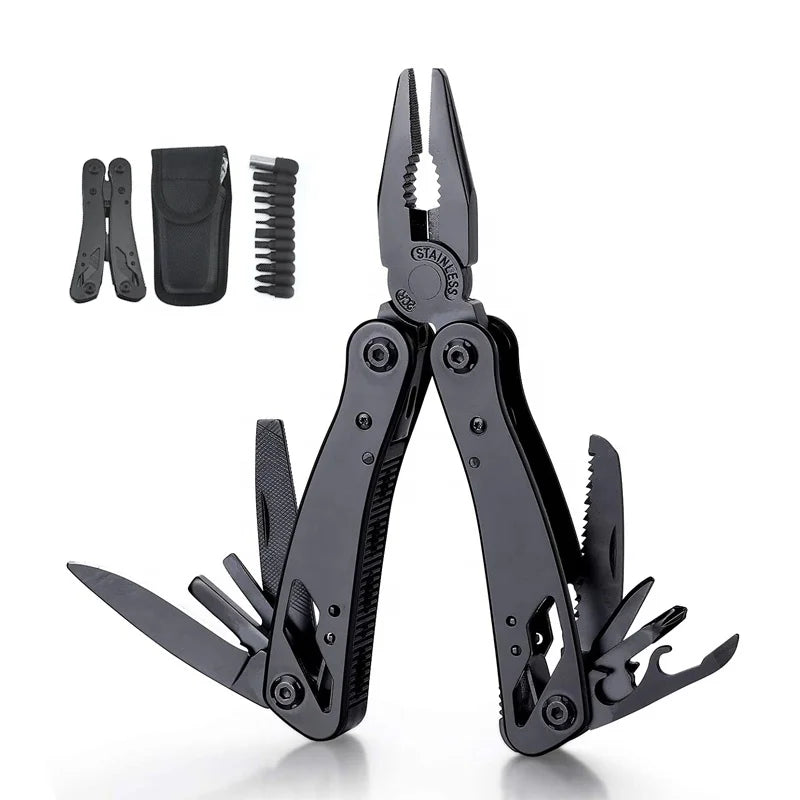 Hot Sale Blackening Treatment Handle Multitool Pliers Multifunction Knife Camping Folding Pliers 10In1 Multi Tool Outdoor Tools