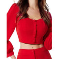 New Female Fashion Clothes Square Collar Solid Color Fashion Long-sleeved Blouse Woman