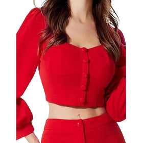 New Female Fashion Clothes Square Collar Solid Color Fashion Long-sleeved Blouse Woman