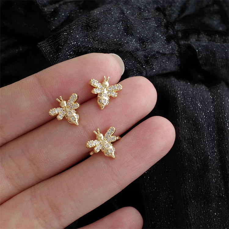 Fashion Designer Jewelry Gold Plating Bee Shaped Stud Earrings