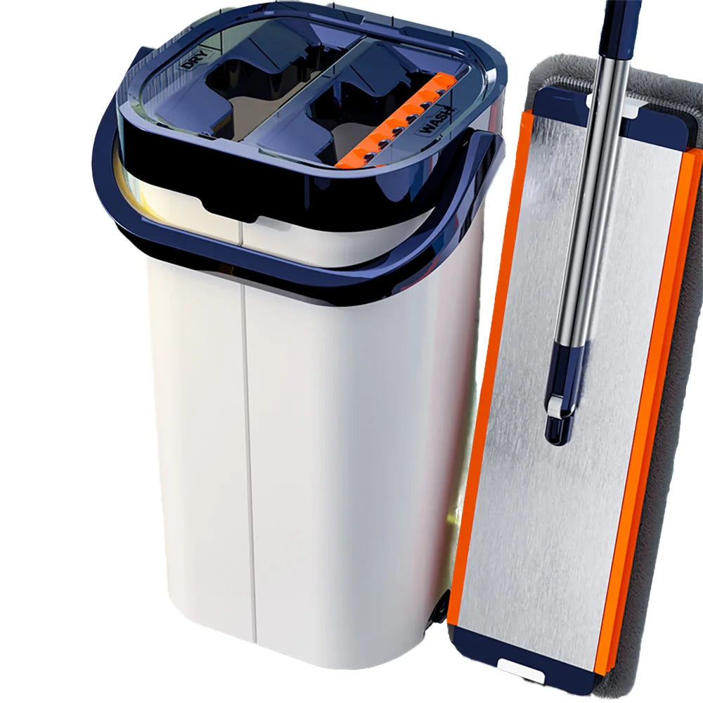 Self-Cleaning Extensible Square Shape Flat Mop Bucket Set Hand-Free with Dirty Water Separation Gap Household Cleaning Function