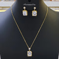 Ilona 14K Gold Plated Copper Emerald Cut CZ Jewelry Set Rectangle Drop Earrings Pendant Necklace Wedding Bridal Gift Wholesale