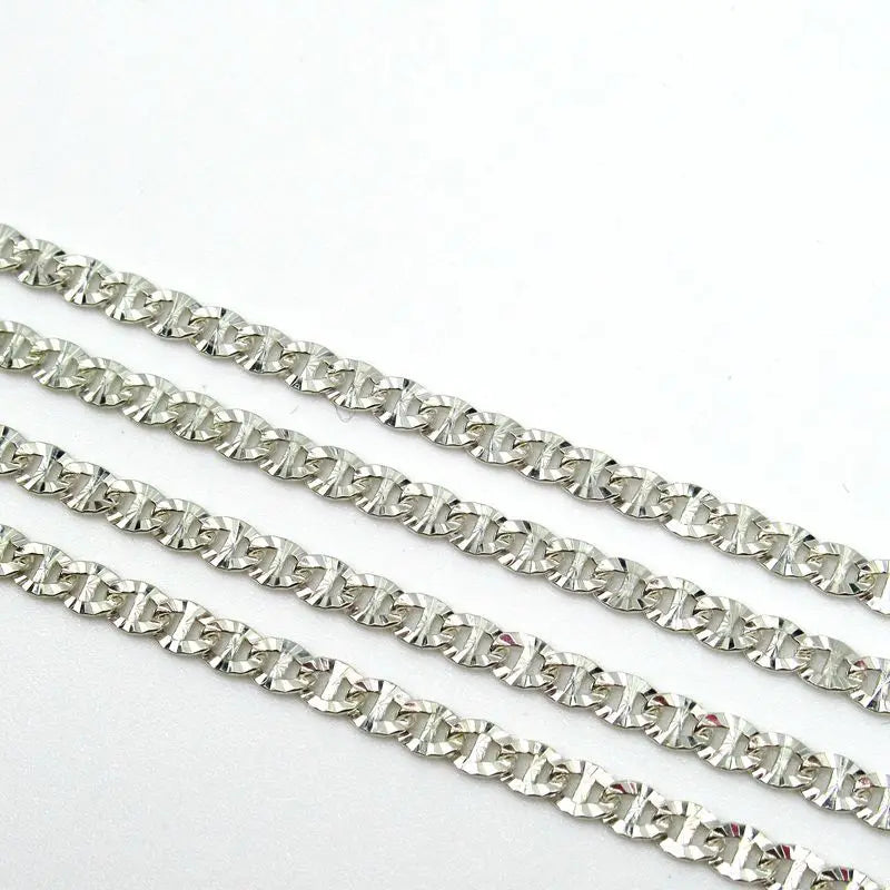 Fashion Jewelry Findings Sterling Silver 925 Flat Dapped Mariner Chain for Jewelry Making Bracelet Anklet